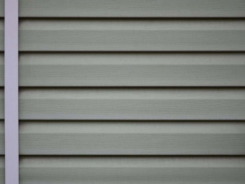 Siding, plastic panels texture closeup in the daytime outdoors